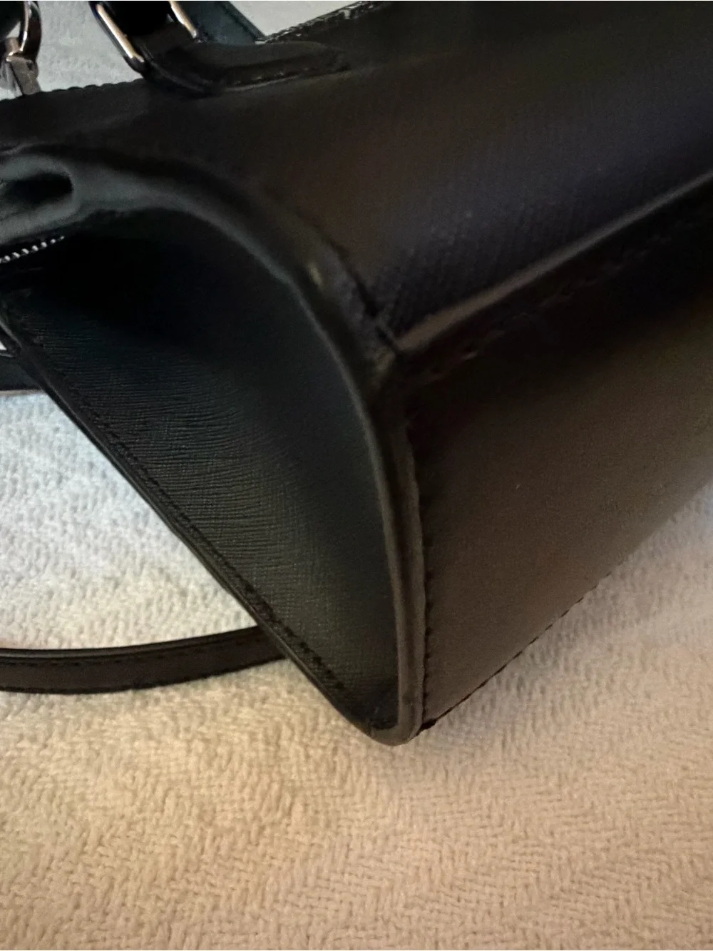 MICHAEL KORS Small Black Saffiano Leather Satchel with Crossbody Strap